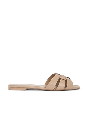 Saint Laurent Tribute Flat Sandal in Dark Beige - Beige. Size 39 (also in 36.5, 37.5).