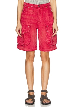 R13 Multi Pocket Baggy Short in Vivid Red - Red. Size 29 (also in 28, 30).