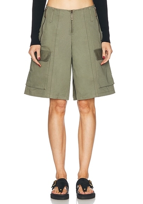 RABANNE Pantalon Harem Short in Vert Parka - Olive. Size 38 (also in 40, 42).
