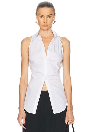 SIMONMILLER Loch Sleeveless Poplin Button Up Top in Macadamia - Ivory. Size S (also in XS, M).