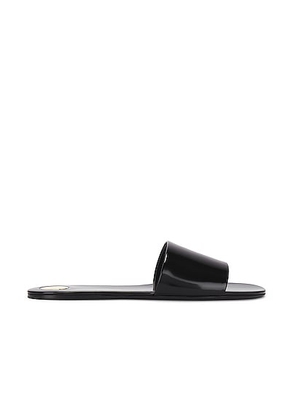 Saint Laurent Carlyle Flat Slide in Noir - Black. Size 37 (also in 36.5, 37.5, 38, 38.5, 39.5, 41).
