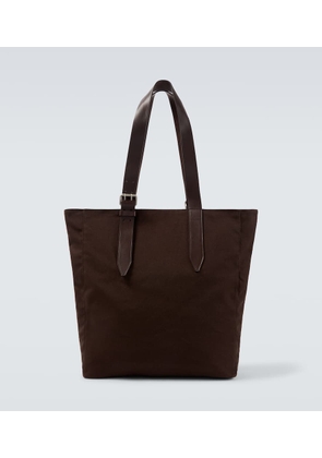 Dries Van Noten Leather-trimmed cotton canvas tote bag