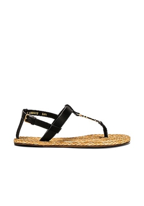 Saint Laurent Cassandra Flat Sandals in Nero - Black. Size 38 (also in 36).