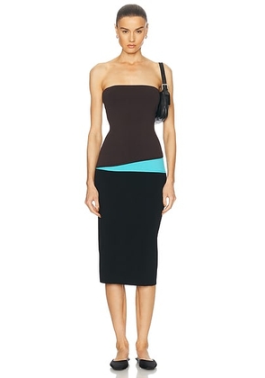 Staud La Serena Dress in Earth  Aqua  & Black - Brown,Black. Size M (also in L, S, XL).
