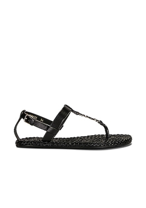 Saint Laurent Cassandra Flat Sandals in Nero - Black. Size 37 (also in 36, 37.5, 38, 38.5).