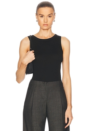 St. Agni Organic Cotton Bateau Tank in Jet Black - Black. Size S (also in L, XL).