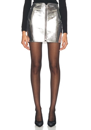 The Sei Zipped Leather Mini Skirt in Silver - Metallic Silver. Size 6 (also in 8).