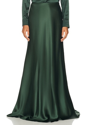Ralph Lauren Collection Masina Stretch Satin Skirt in Dark Racing Green - Dark Green. Size 6 (also in 10, 8).