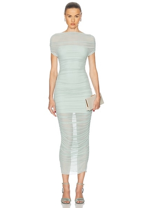 SEROYA Noel Off Shoulder Midi Dress in Frosted Sea - Mint. Size M (also in XS, S, L, XL).
