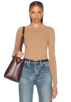 Saint Laurent Crewneck Sweater in Camel - Tan. Size M (also in L, S, XL, XS).