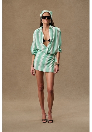 Rowen Rose for FWRD Mini Pareo in White & Mint Stripes - Mint. Size S (also in XS).