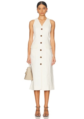 SIMONMILLER Zapata Linen Midi Dress in Gesso - Ivory. Size 4 (also in 0, 6).