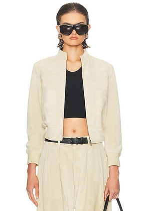 R13 Shrunken Leather Jacket in Stone - Beige. Size S (also in L).