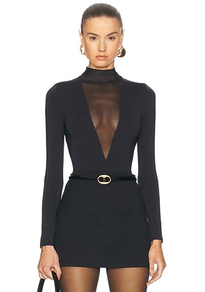 SEROYA Jackie Mesh Bodysuit in Black - Black. Size XL (also in L, M).