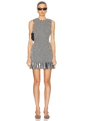 SIMONMILLER Belle Smocked Mini Dress in Black & Macadamia Microstripe - Black. Size S (also in L).