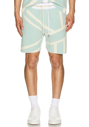 SEROYA Zeppelin Short in Sea Glass & Pale Yellow - Sage. Size S (also in L).