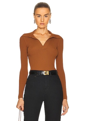 Saint Laurent V-Neck Sweater in Caramel - Rust. Size M (also in L).