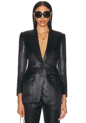 TOM FORD Single Breasted Peak Lapel Jacket in Black - Black. Size 36 (also in 34, 38).