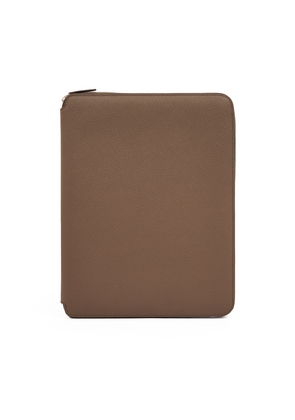 Smythson A4 Writing Folder With Zip In Panama In Fawn