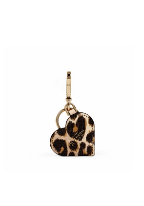 Smythson Heart Keyring In Panama Leopard