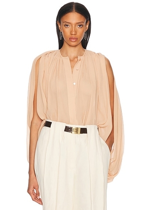 Stella McCartney Creponne Drape Crew Blouse in Tearose - Blush. Size 36 (also in 34, 40).