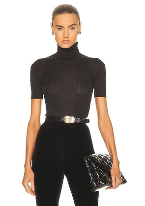 Saint Laurent Short Sleeve Turtleneck Sweater in Noir - Black. Size XL (also in L).