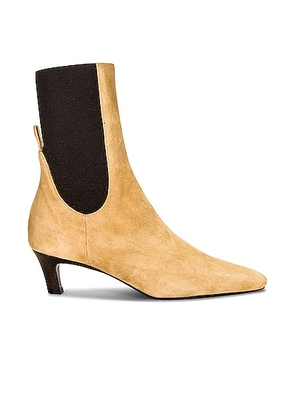 Toteme The Mid Heel Suede Boot in Beige - Beige. Size 36 (also in 35, 37).