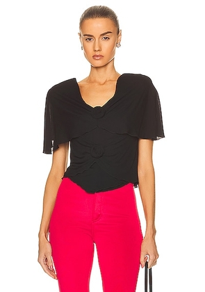 Saint Laurent Short Sleeve Top in Noir - Black. Size 36 (also in 34, 38, 40).