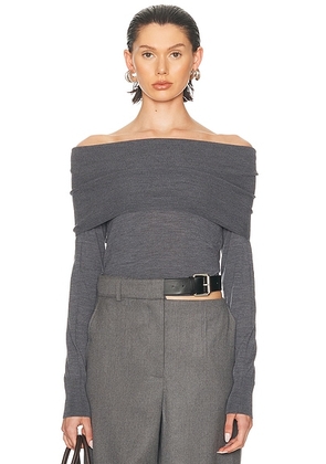 Stella McCartney Wool Off The Shoulder Jumper in Dark Grey Melange - Grey. Size S (also in L).