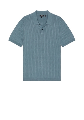 Theory Ribbed Polo in Dark Rainstorm - Blue. Size S (also in ).
