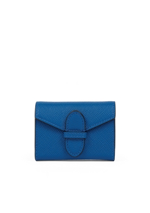 Smythson Single Playing Cards Case In Panama In Cerulean