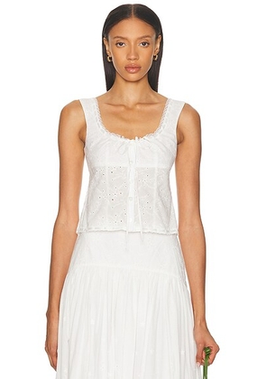 Staud Lou Top in White Eyelet - White. Size 2 (also in ).