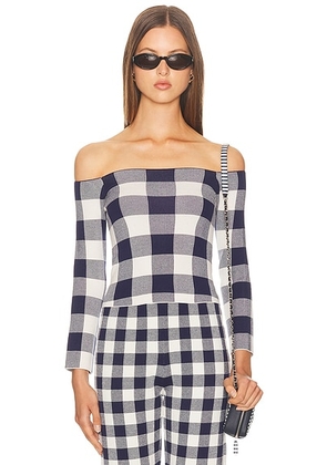 SEROYA Vale Top in Bold Navy Gingham - Navy. Size M (also in L, XS).