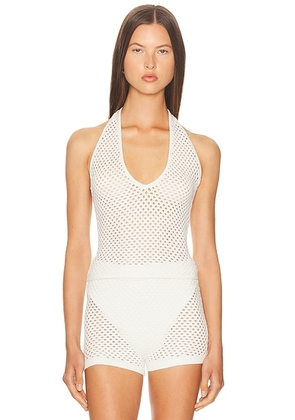 SEROYA Zella Top in Porcelain - White. Size M (also in L, S, XL, XS).