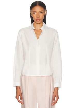 RENGGLI Cropped Long Sleeve Button Up Top in Bone - White. Size M (also in S, XS, L).