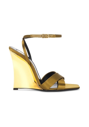 Saint Laurent Lydia Wedge Sandal in Cuba Gold - Mustard. Size 36.5 (also in 36, 37, 37.5, 38, 38.5, 39, 39.5, 40, 41, 42).