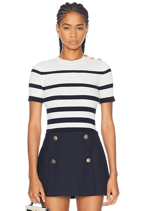 Ronny Kobo Tiara Knit Top in Ivory & Navy - Ivory. Size L (also in ).