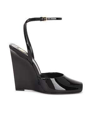 Saint Laurent Orhand Peep Toe Wedge in Nero - Black. Size 36.5 (also in 39, 40, 38.5, 36, 37.5, 38).