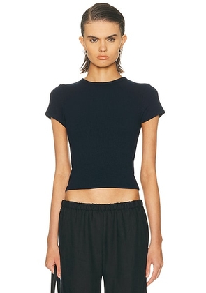 SABLYN Yael Cropped Baby Tee in Midnight Navy - Navy. Size S (also in XS).