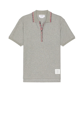Thom Browne Short Sleeve Rib Polo in Light Grey - Grey. Size 3 (also in 4).