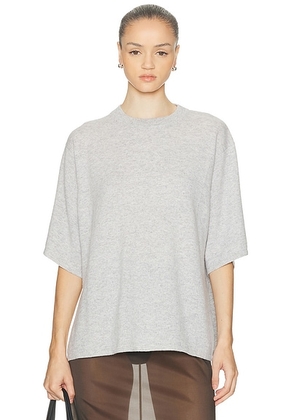 St. Agni Cashmere Copain Tee in Grey Marle - Light Grey. Size XS/S (also in M/L).
