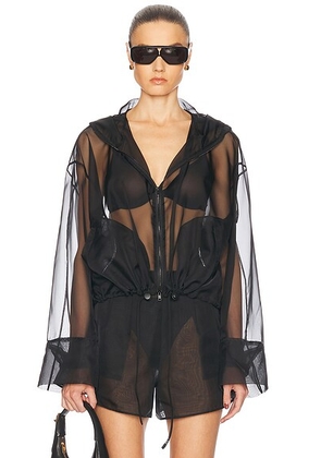 RENGGLI Organza Anorak in Noir - Black. Size M (also in L).