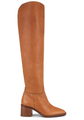 Ralph Lauren Collection Barnet 55 MM Calfskin Boot in Gold - Cognac. Size 37 (also in 36, 36.5, 37.5, 38).