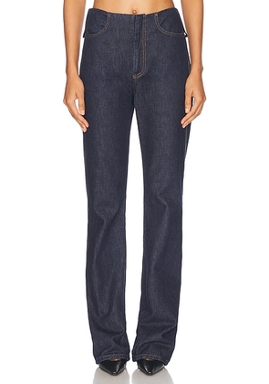 Sportmax Aligi Split Hem Leg Jeans in Midnight Blue - Blue. Size 26 (also in 25, 27).