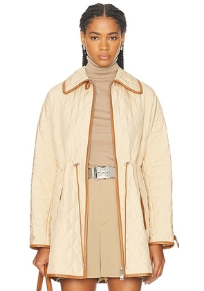 Ralph Lauren Collection Saundra Lambskin-Trim Quilted Coat in Light Tan - Tan. Size 6 (also in 4).