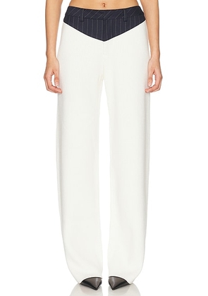 SEROYA Shanni Pant in White & Navy Pinstripe - White. Size XL (also in M).
