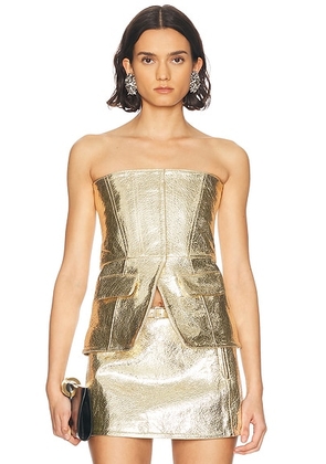 Retrofete Annie Leather Top in Gold - Metallic Gold. Size XS (also in L).
