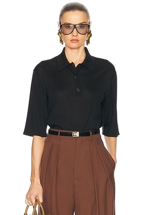 Saint Laurent Short Sleeve Polo Top in Noir - Black. Size XL (also in S, L).