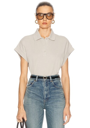 Saint Laurent Short Sleeve Polo Top in Marble - Grey. Size M (also in XS, L).