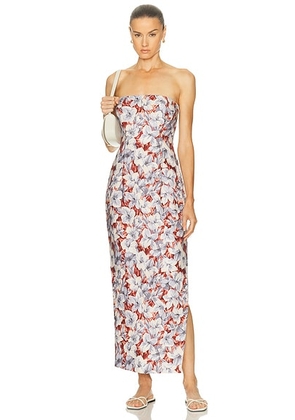 Posse Rosalie Strapless Dress in Lily Garden - Baby Blue,Burgundy. Size M (also in L, S, XS).